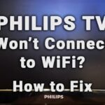 A modern smart TV display showing a connectivity error in a living room.