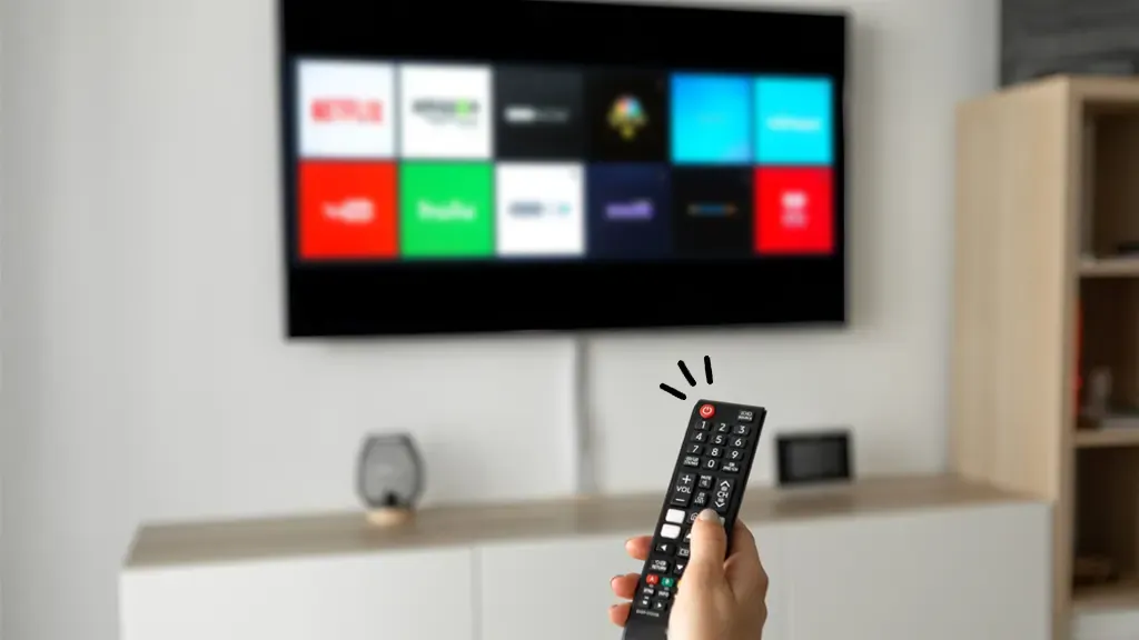 Wireless router lights glowing near a television indicating internet connection troubleshooting.